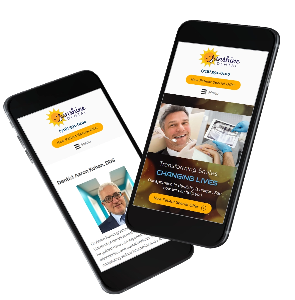 Screenshots Of Sunshine Dental Website Collage