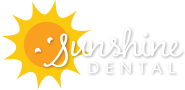 Sunshine Dental Logo Smiling Sun Icon With "Sunshine Dental" Text White Version