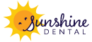 Sunshine Dental Logo Smiling Sun Icon With "Sunshine Dental" Text Small